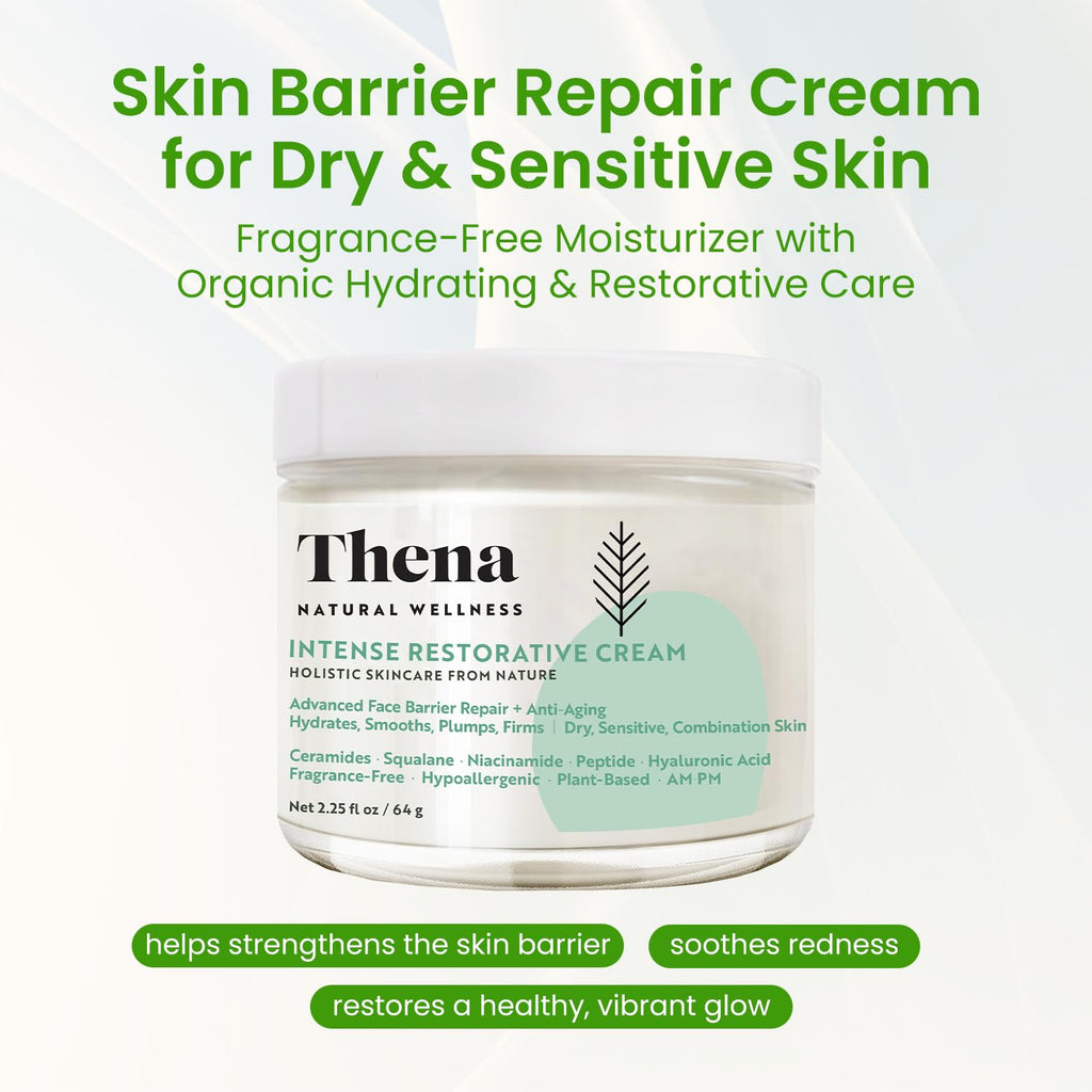 Organic Skin Barrier Face Cream for Dry Sensitive Skin with Ceramides, Niacinamide, Hyaluronic Acid, Squalane & Anti-Aging Peptides, Daily Facial Moisturizer, Clinically Tested Dermatologist Approved
