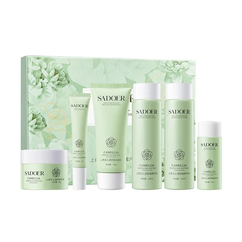 Camellia Flower Soothing and Hydrating Six-Piece Set of Moisturizing and Brightening Skincare Products Set